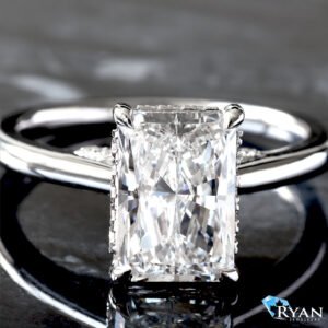 2.72ctw Radiant Solitaire with Hidden Halo and Diamond Bridge Ring