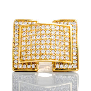 Raised CZ 7 Row Dome Center Split Halo Ring