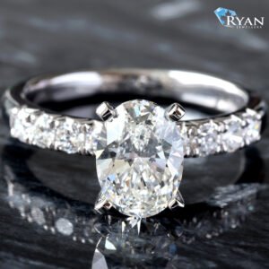 2.04ctw Oval Solitaire with Eight Stone Prong Set Shoulders Ring