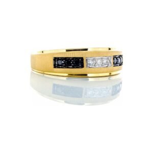0.25ctw Black & White Diamond Band with Brushed & High Polished Finishing
