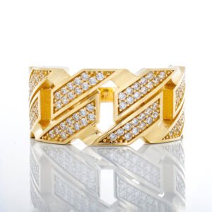 Square Cuban Band With Two Row Cubic Band