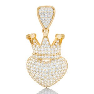 CZ Puff Heart with Crown