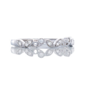 0.08ctw Round & Marquise Shaped Diamond Band 18k White Gold
