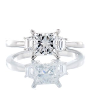 1.45ctw Princess Cut Center Accented with Two Trapezoid Sides and High Polished Shoulders