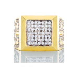 Square Top Beveled Edges W/ Greek Key Shoulder Ring