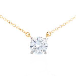 1.00ct Lab Created Round Solitaire Prong Set on Rolo Chain