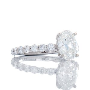 2.55ctw Oval Solitaire with Hidden Halo & U Prong Set Diamond Shoulders