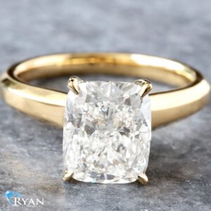 3.12ctw Cushion Solitaire with Hidden Halo Diamond Ring