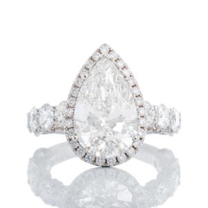 5.74ctw Pear Cut Lab Diamond Solitaire with Halo and Under Basket Halo