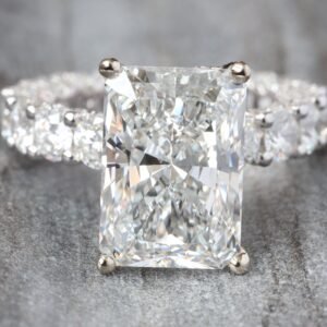9.09ctw Radiant Cut Solitaire with Full Diamond Scallop Setting