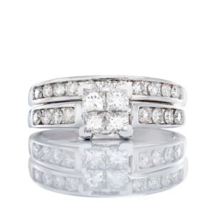 1.00CTW Princess And Round Quad Center Channel Set