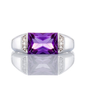 Vertical Set Emerald Cut Alexandrite Ring
