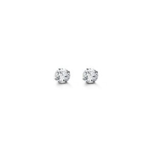 4mm Round Cut Cubic Zirconia Stud Earrings in White Gold