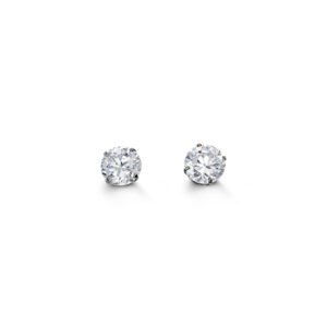 5mm Round Cut Cubic Zirconia Stud Earrings in White Gold