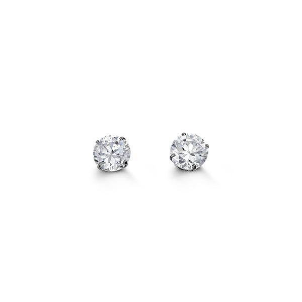 5mm Round Cut Cubic Zirconia Stud Earrings in White Gold