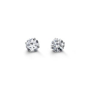 6mm Round Cut Cubic Zirconia Stud Earrings in White Gold