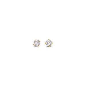 3mm Round Cut Cubic Zirconia Stud Earrings in Yellow Gold