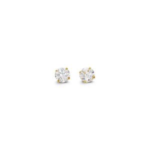 4mm Round Cut Cubic Zirconia Stud Earrings in Yellow Gold