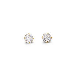 5mm Round Cut Cubic Zirconia Stud Earrings in Yellow Gold