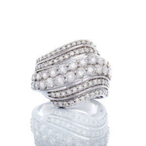 2.00ctw Wide Six Row Prong Set Diamond Wave Band 10k White Gold