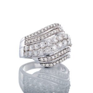 2.00ctw Wide Six Row Prong Set Diamond Wave Band 10k White Gold