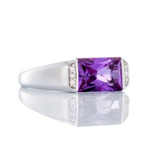 Vertical Set Emerald Cut Alexandrite Ring