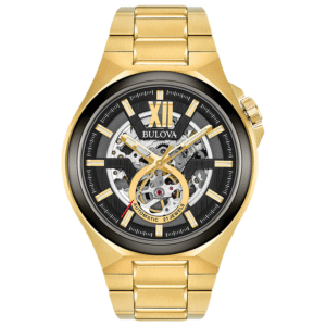 WATCH BULOVA SATIN GOLD STEEL CASE CERAMIC BEZEL SAPPHIRE CRYSTAL