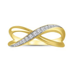 0.12ctw Crossover Infinity Design Pave Diamond and High Polished Ring