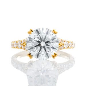 3.92ctw Round Lab Solitaire Natural Split Diamond Pave Shoulders