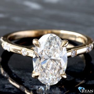 2.75ctw Oval Solitaire with Polished Bead Set Alternating and Hidden Halo Ring