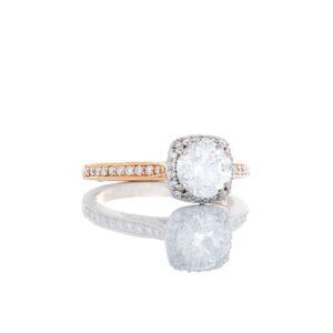 1.37CTW Natural Tacori Dantela Solitaire with Halo & Pave Shoulders 18k Rose & White Gold