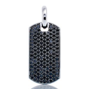 3.32ctw Black Diamond Dog Tag 10k White Gold