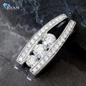 1.50ctw Three Stones Tension Set with Pave Bars Journey Pendant