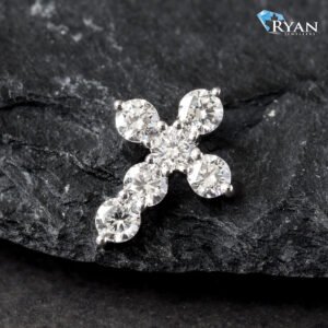 0.55CTW LAB Micro Pave Bubble Cross Slider Style Pendant