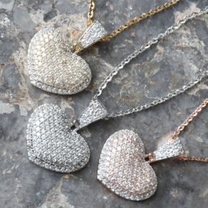 1.35ctw Full Diamond Pave Heart with Elevated Center 10k Rose Gold