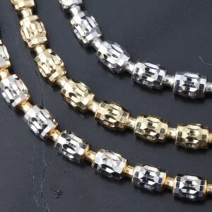 3mm New Diamond Cut Barrel Moon Chain 10k Two Tone Gold