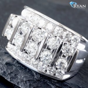 2.00ctw Raised Five Row Vertical Round Lab Diamonds and Horizontal Channel Above and Below