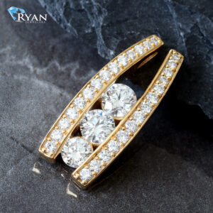 1.50ctw Three Stone Tension Set with Pave Bars Journey Pendant