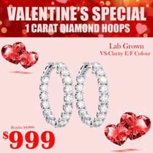 1 Carat Lab Grown Diamond Inside/Out Hoops