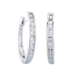 0.15CTW Round Diamond Channel Set Small Huggies