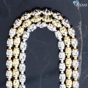 3.80mm Two Tone Diamond Cut Barrel Moon Links Chain