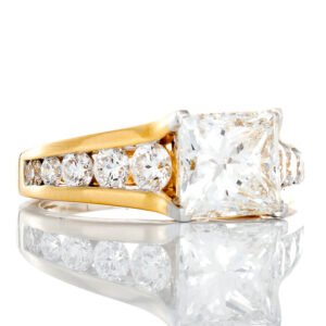 2.75ctw Princess Cut Lab Created Center with Graduated Chanel Set Round Diamonds Shoulders