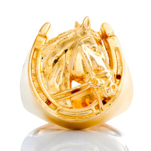 Horse Head in Lucky Horse Shoe Solid High Polished Ring
