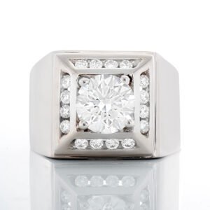 1.83ctw Round Brilliant Solitaire Lab Diamond Square Chanel Set Border Ring