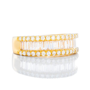 1.60ctw Three Row Baguette Diamond Band