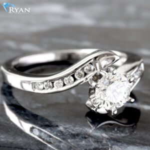 0.70ctw Round Solitaire Six Prongs with Natural Earth Mined Channel Set Shoulders Ring