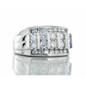 1.00ctw Five Row Vertical and Two Row Horizonal Channel Set Diamond Band 14k White Gold