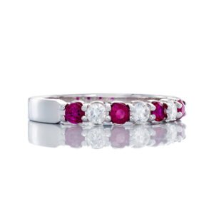 0.20ctw Alternating Ruby & Diamond Prong Set Band
