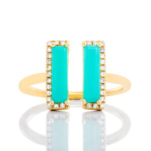 0.09CTW Diamond Border With Amazonite