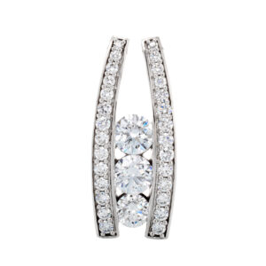 1.50ctw Three Stones Tension Set with Pave Bars Journey Pendant